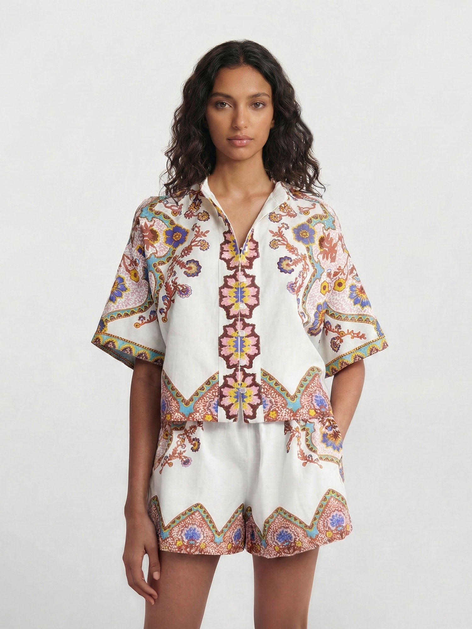 CONJUNTO CAMISERO ESTAMPADO BOHO ÉTNICO
