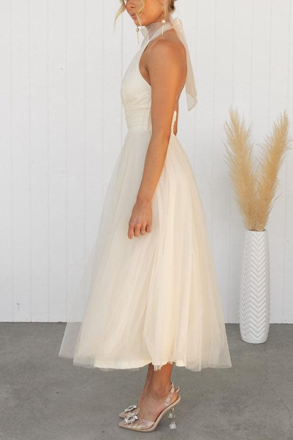 Vestido largo con cuello halter