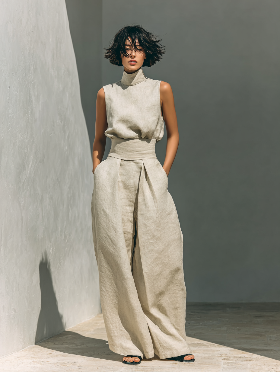 ZIRELLA | Conjunto minimalista con pantalones de pierna ancha