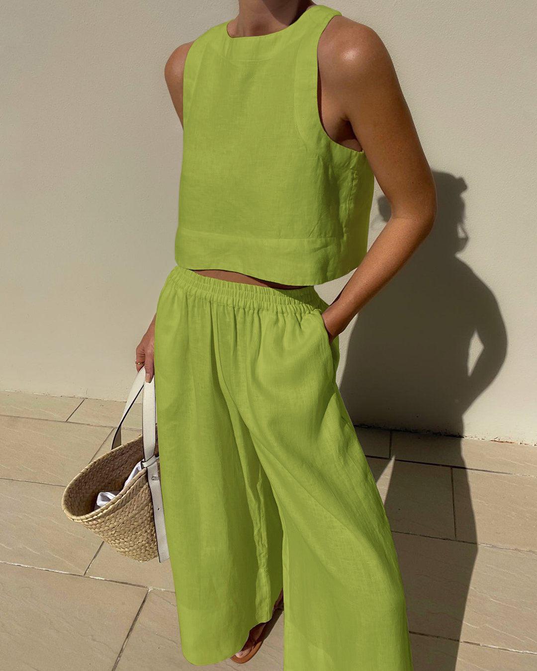 Conjunto sin mangas de color sólido