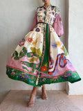 Vestido holgado de manga larga con pliegues