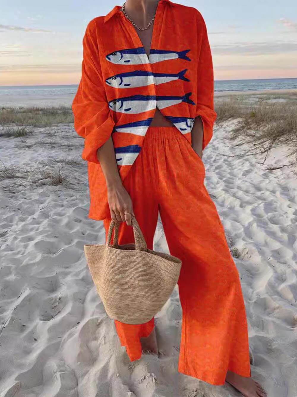 Conjunto holgado y pantalones de pierna ancha