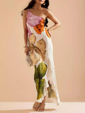 Elegante vestido largo con estampado floral