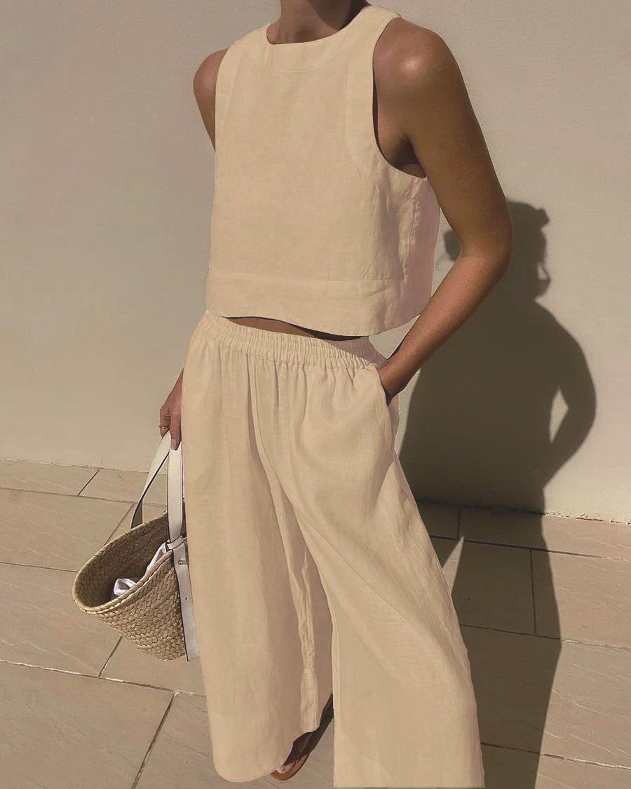Conjunto sin mangas de color sólido