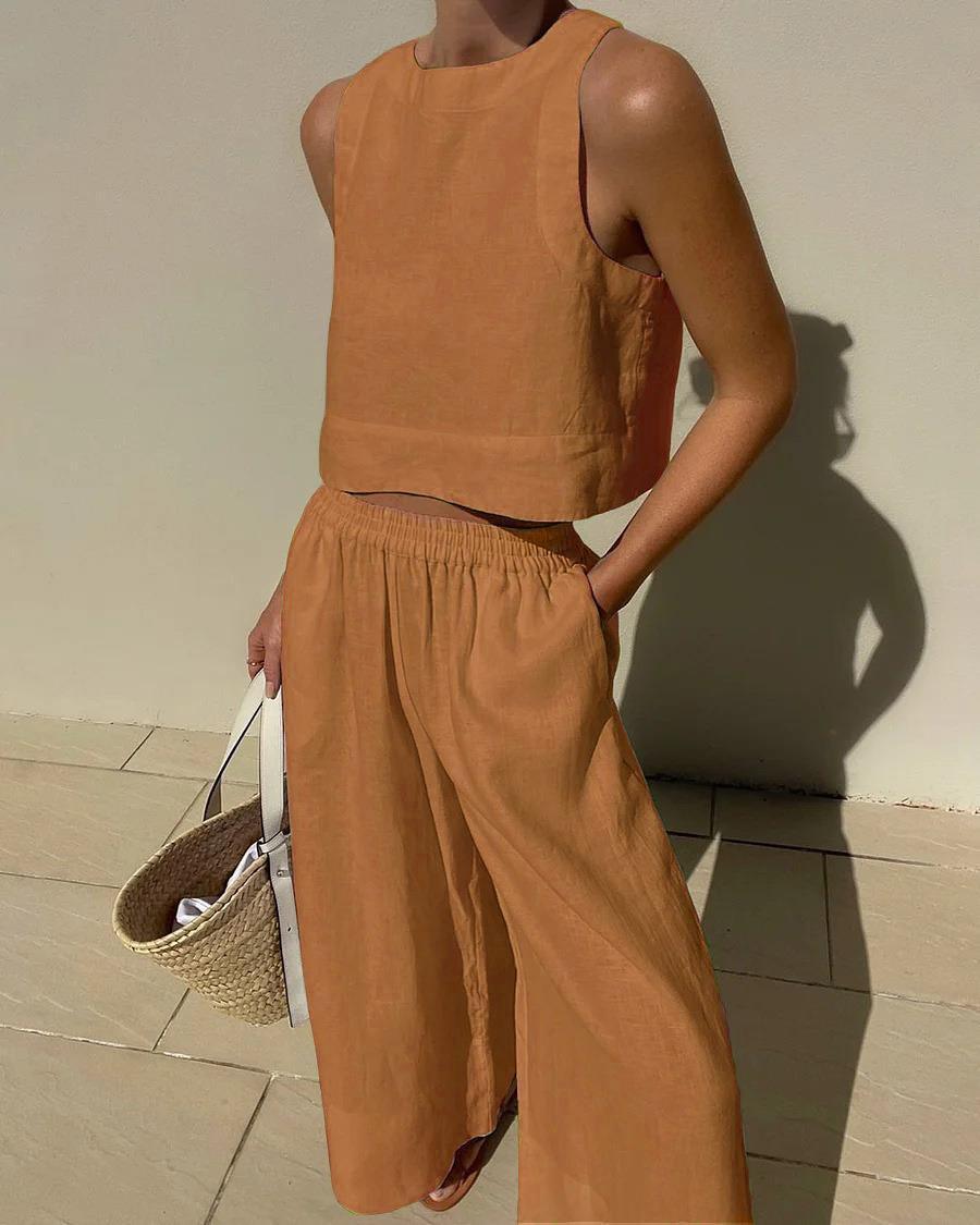 Conjunto sin mangas de color sólido