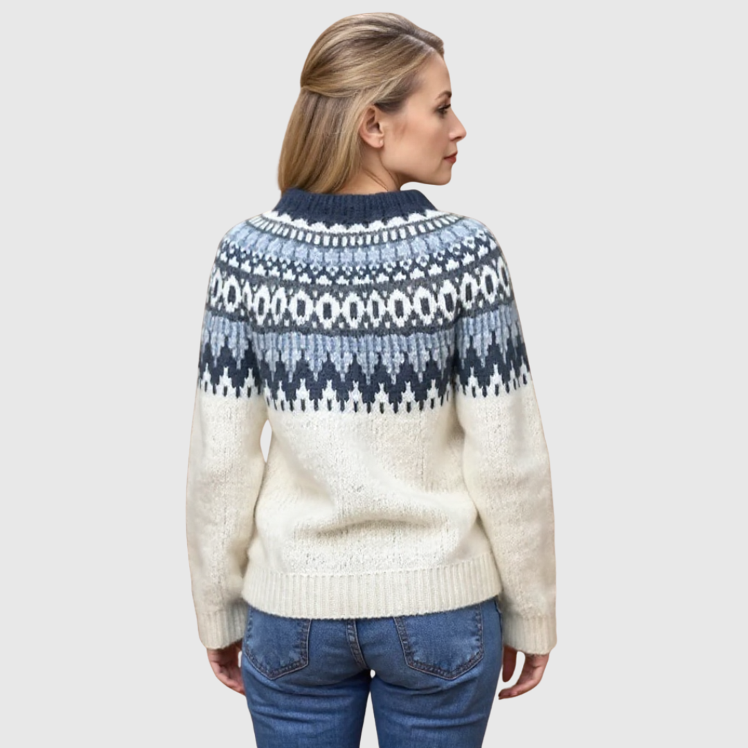 Suéter detalles en blanco y azul