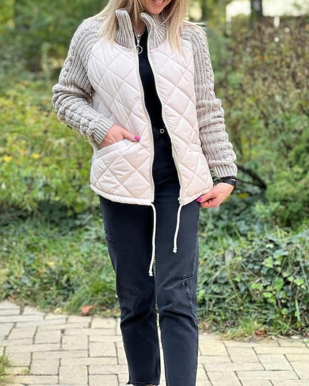 Chaqueta de punto multitextura