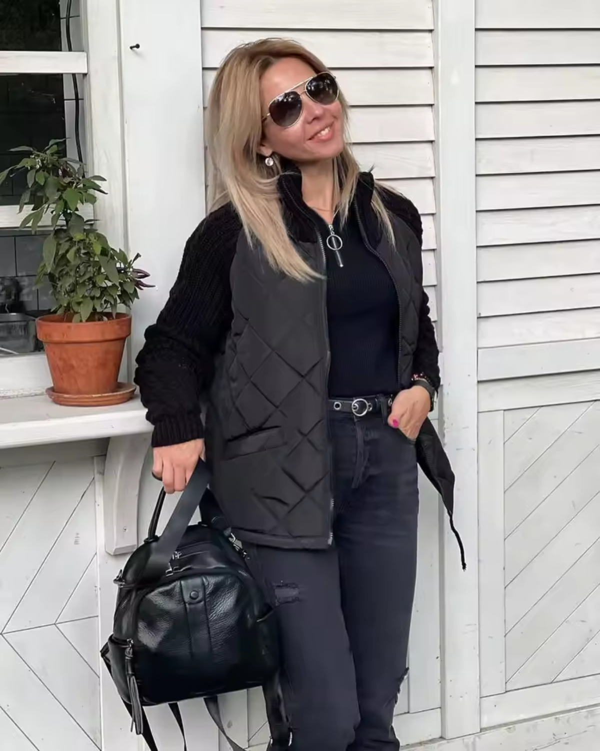 Chaqueta de punto multitextura