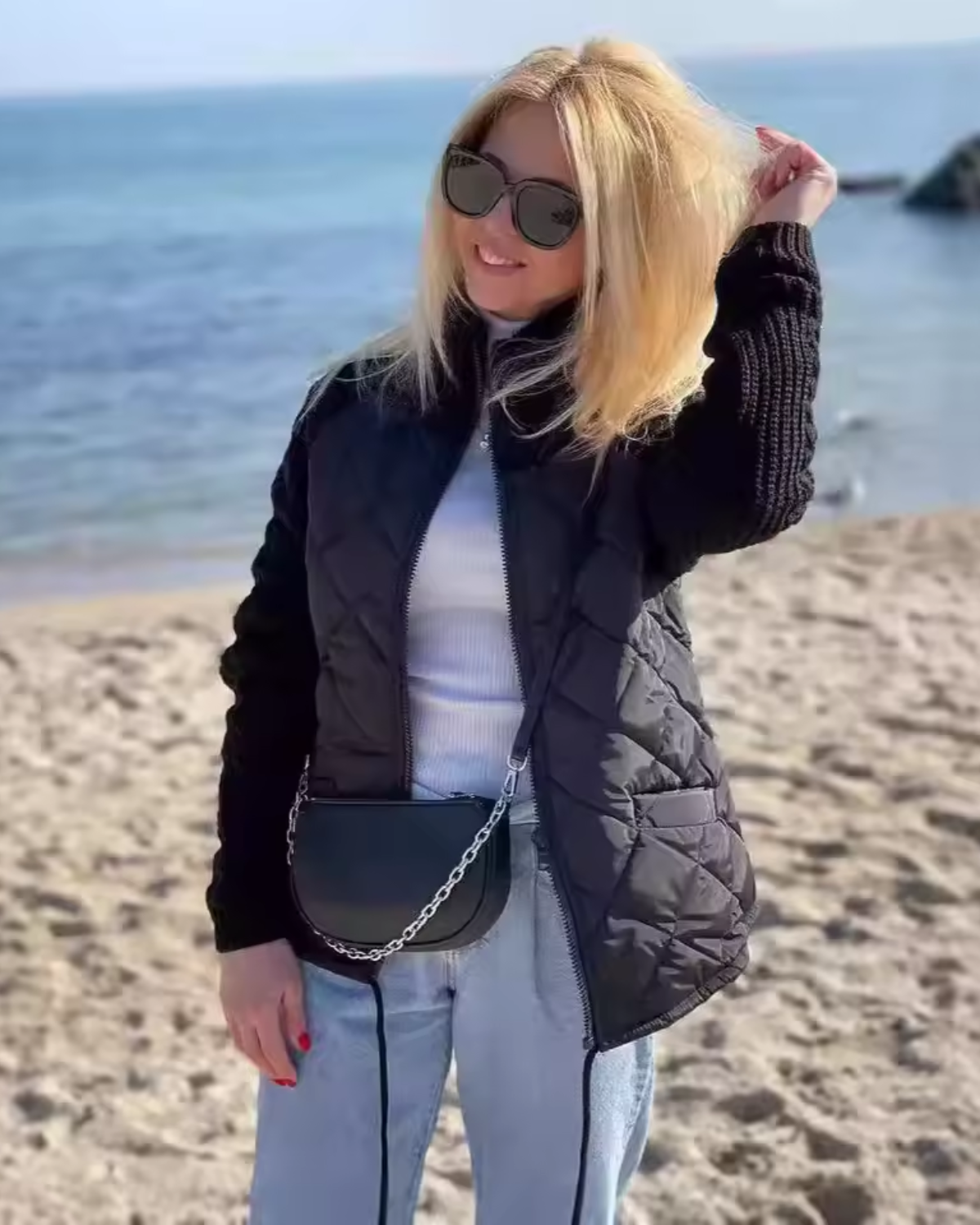 Chaqueta de punto multitextura