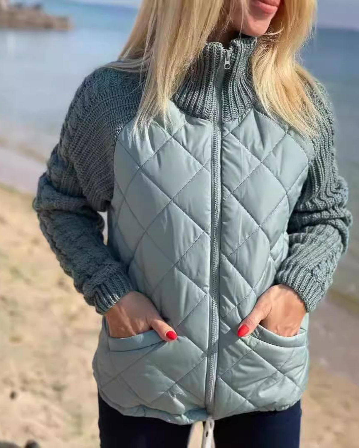 Chaqueta de punto multitextura