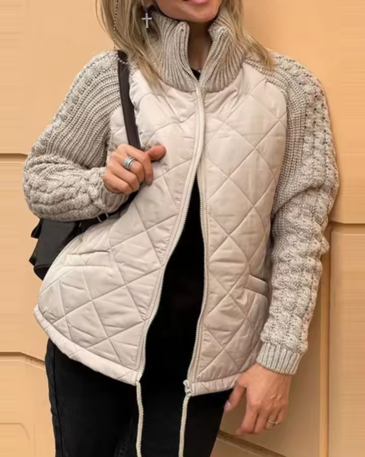 Chaqueta de punto multitextura