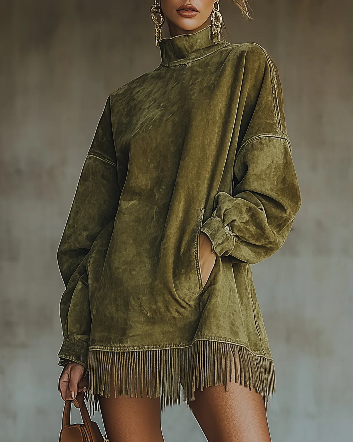 Vestido de ante con flecos