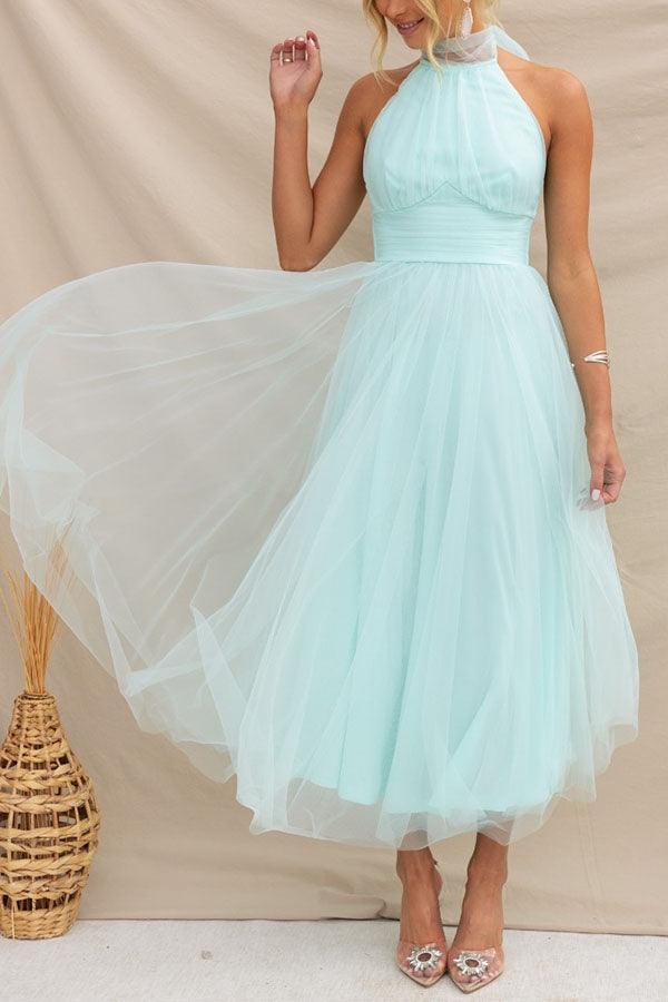 Vestido largo con cuello halter