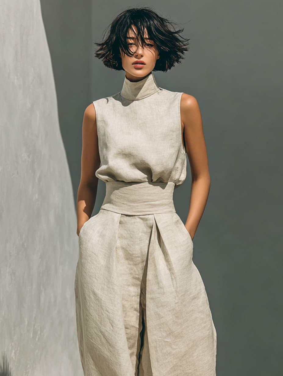 ZIRELLA | Conjunto minimalista con pantalones de pierna ancha