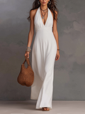 ELORA | Vestido largo halter color marfil