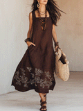NOEMI | Vestido midi de lino boho bordado