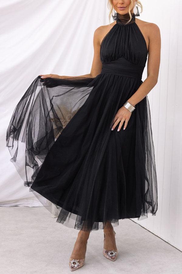 Vestido largo con cuello halter
