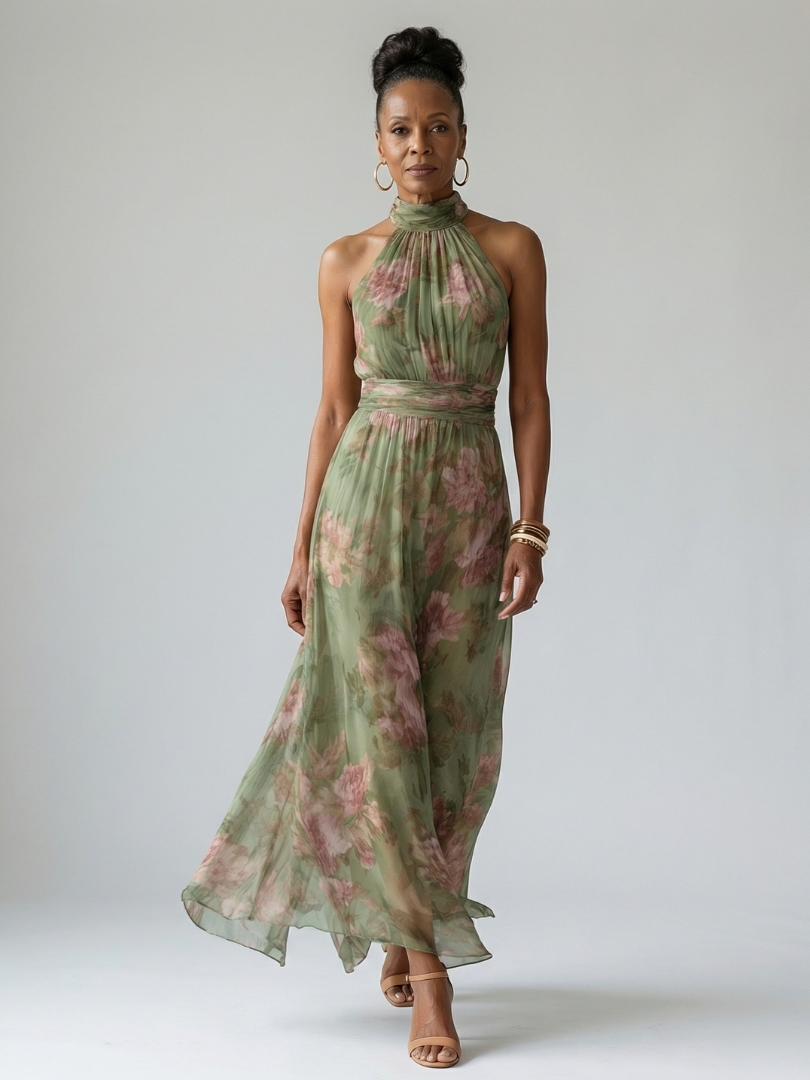 MIRELY | Vestido midi con cuello halter Marsciato