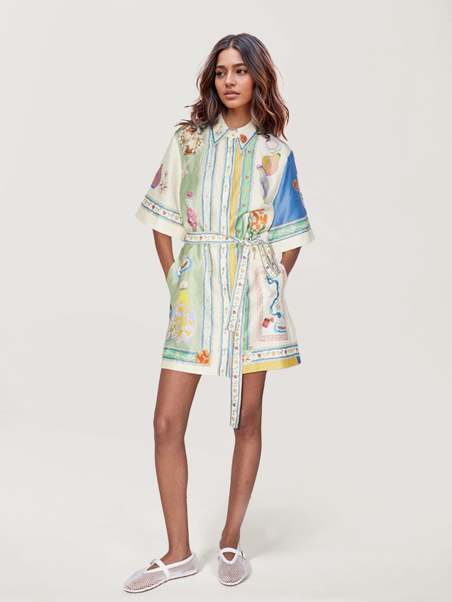 VESTIDO CAMISERO ESTAMPADO VINTAGE