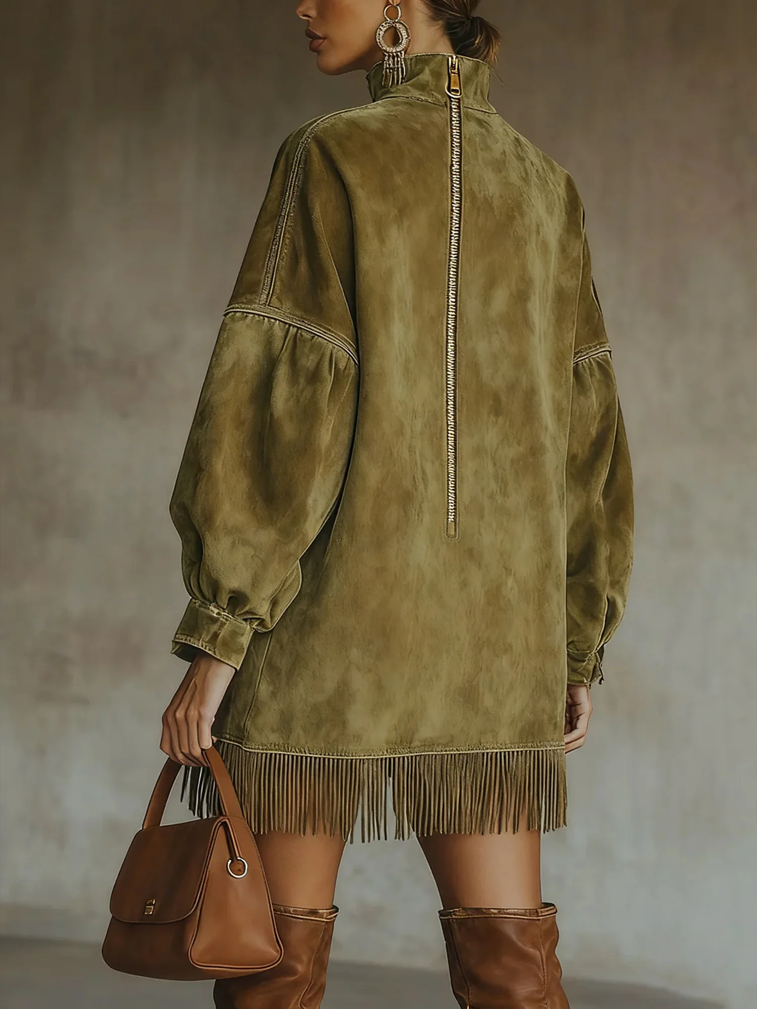 Vestido de ante con flecos