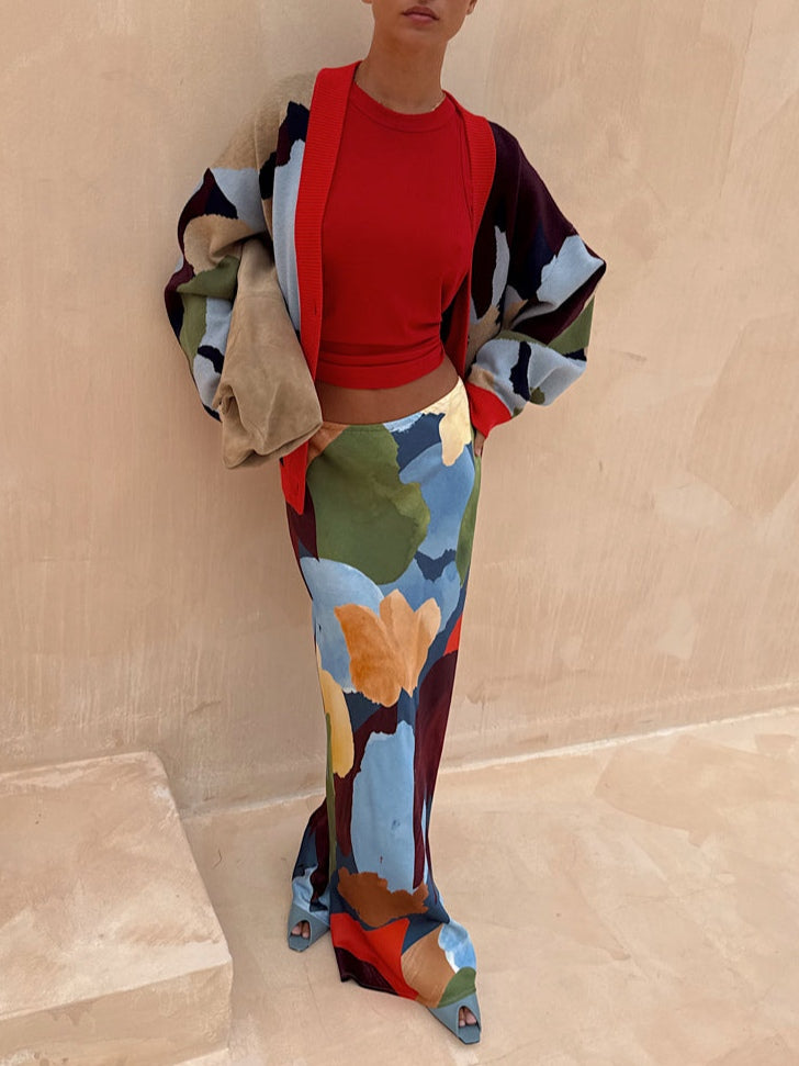 Chaqueta de punto con estampado