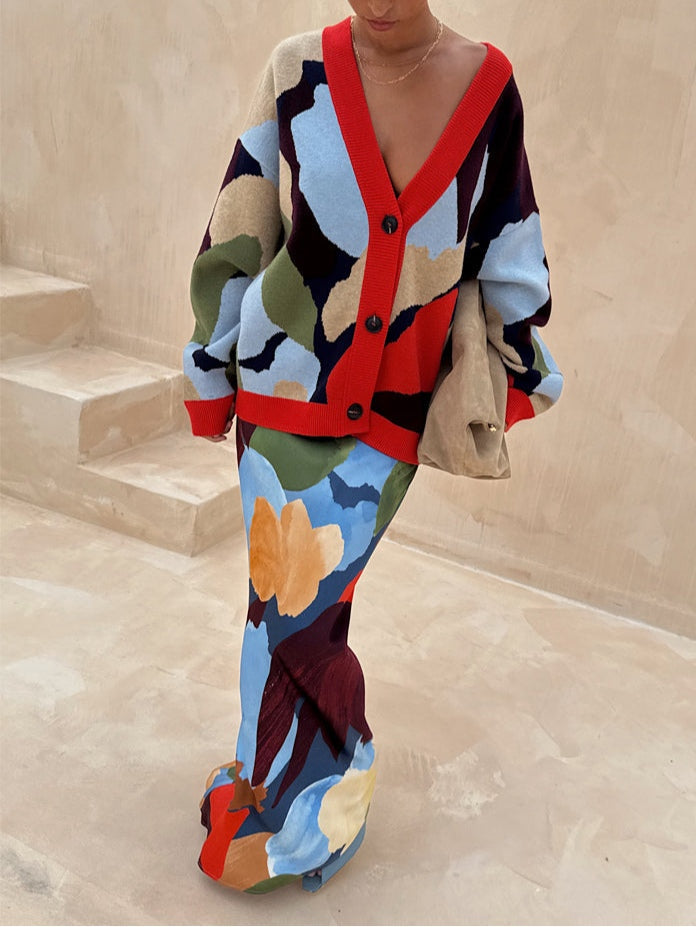 Chaqueta de punto con estampado