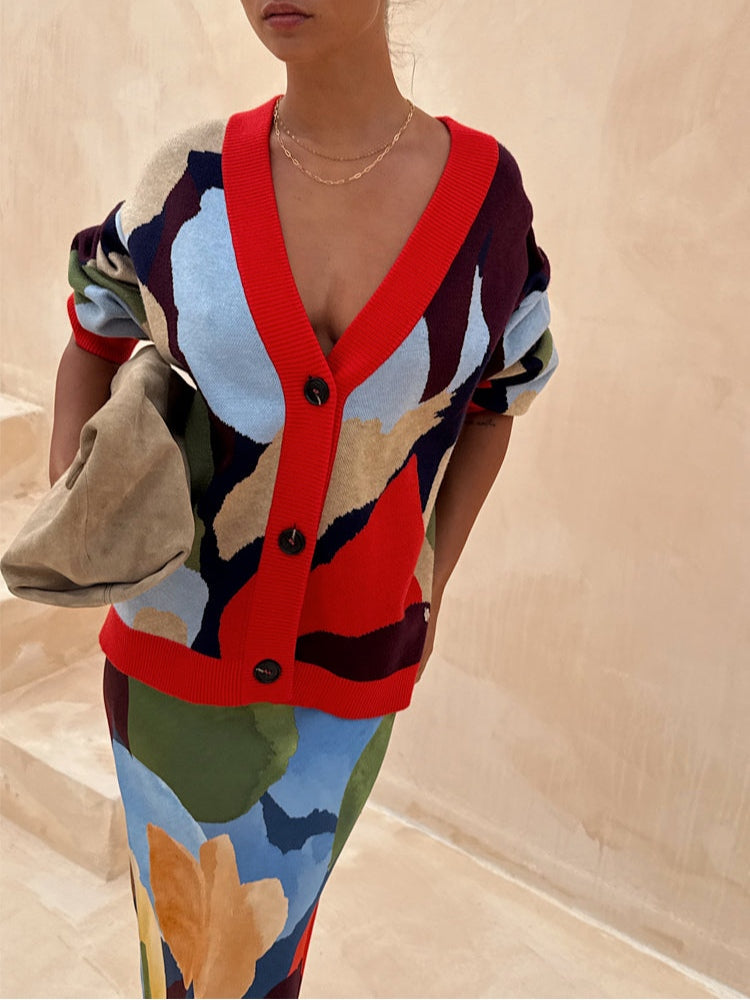 Chaqueta de punto con estampado