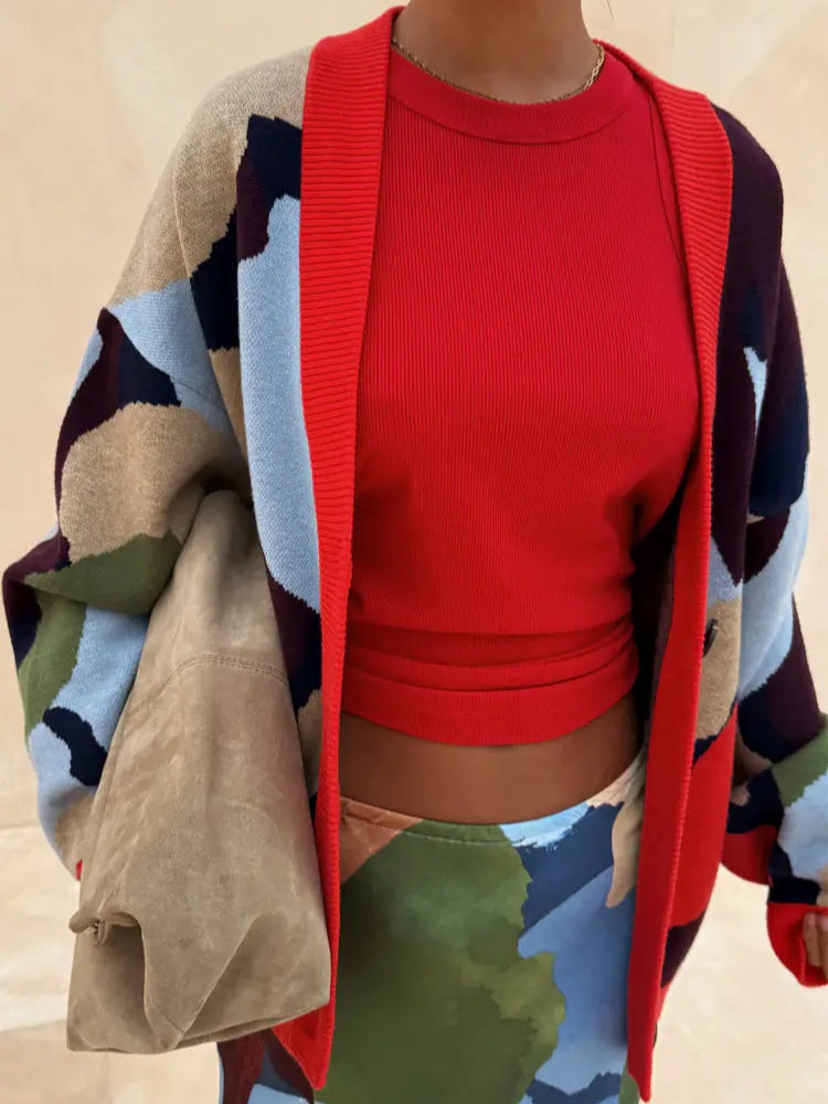 Chaqueta de punto con estampado
