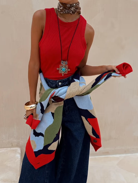 Chaqueta de punto con estampado