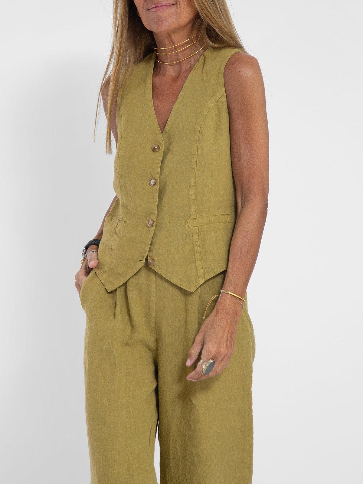 Conjunto de algodón con chaleco y pantalones