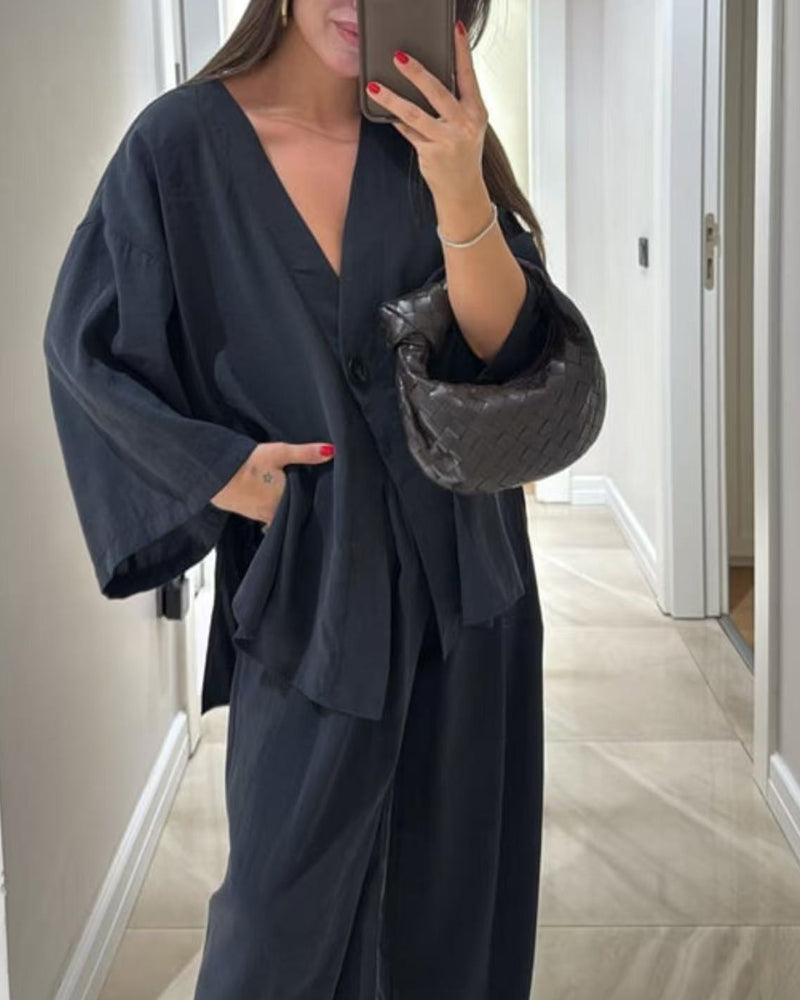 Conjunto casual con cuello en V