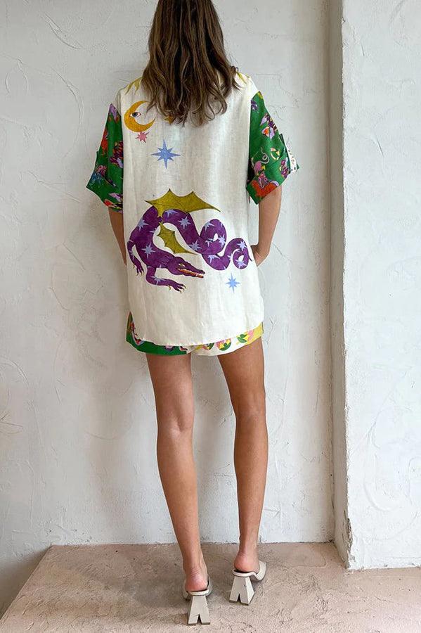 Conjunto con estampado y cintura elástica