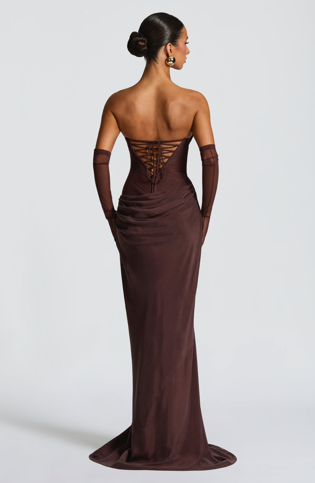 VESTIDO LARGO DRAPEADO ESPALDA CORSET