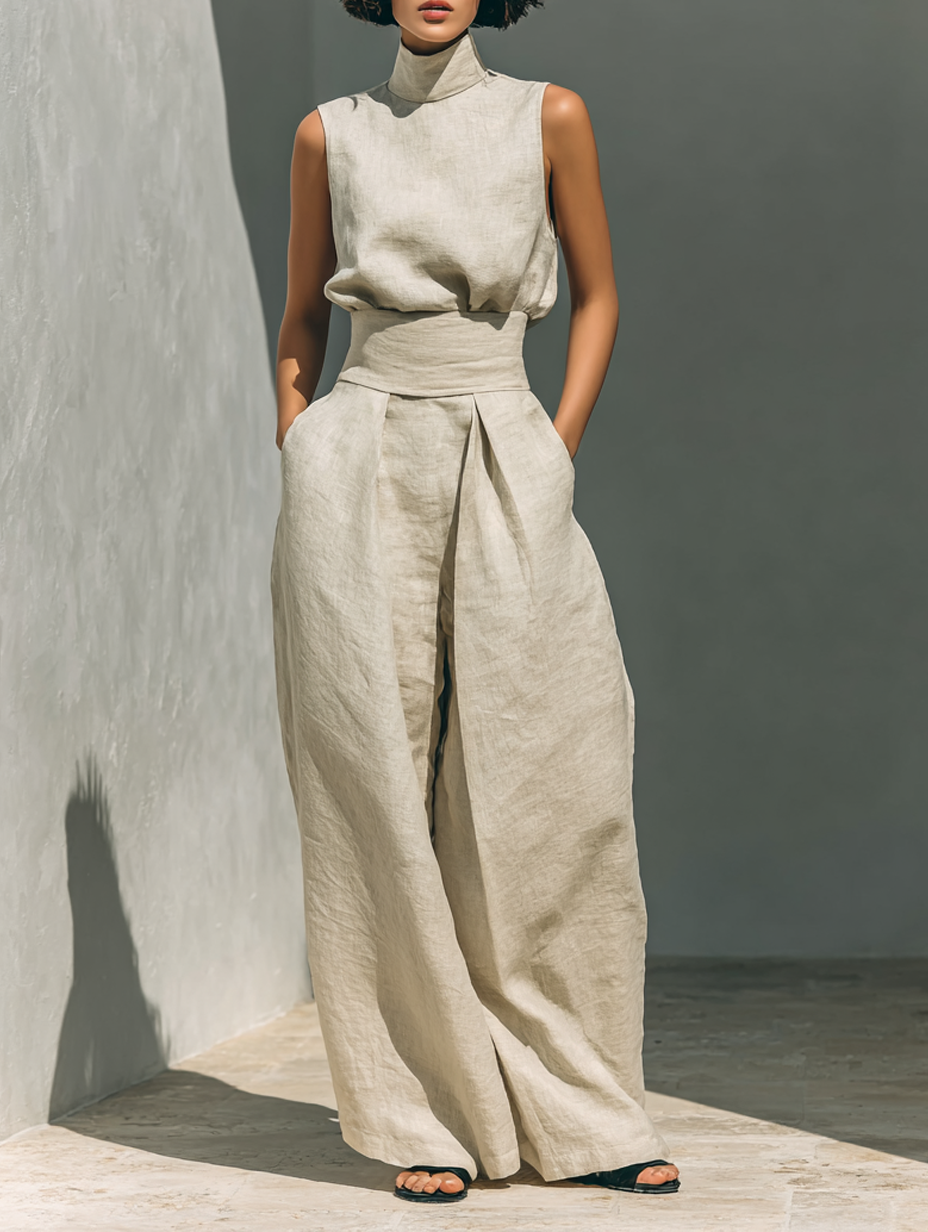 ZIRELLA | Conjunto minimalista con pantalones de pierna ancha