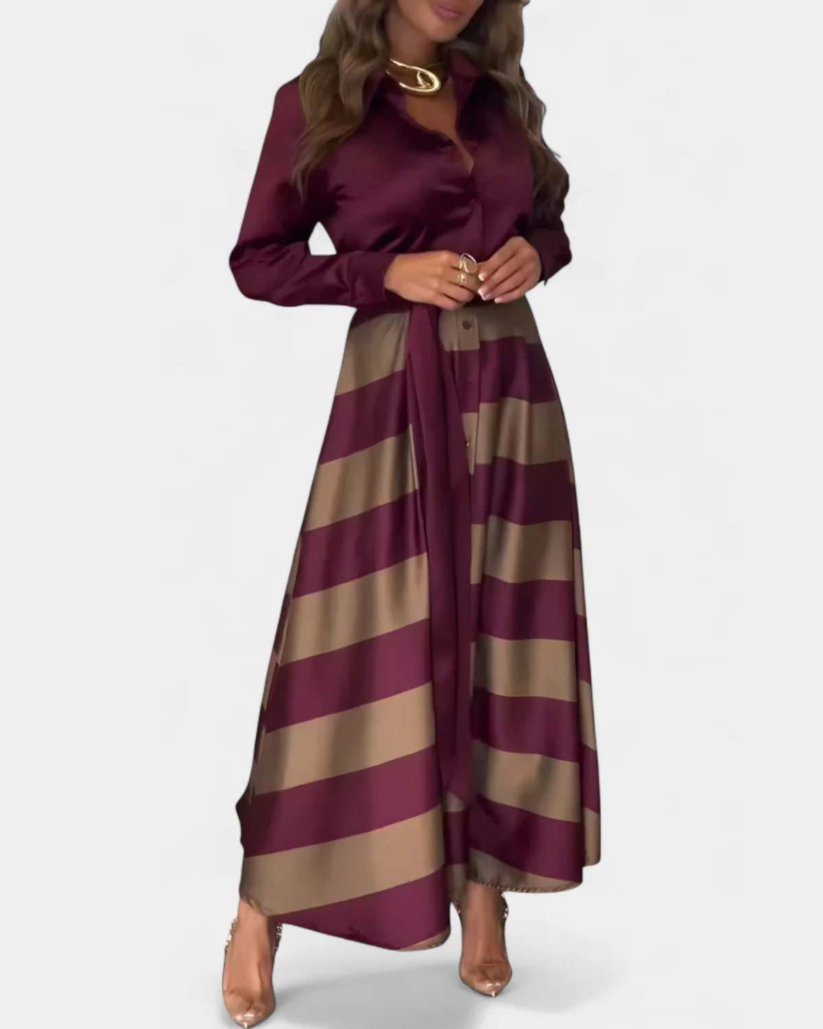 Vestido camisero a rayas con cinturón