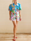 CONJUNTO ESTAMPADO DE DOS PIEZAS – ESTILO CAMISERO