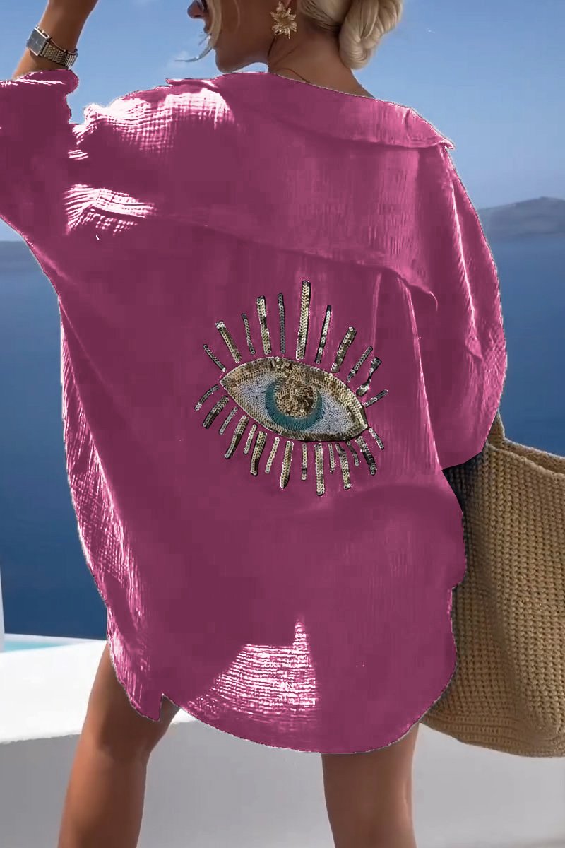 Camisa con lentejuelas y cuentas