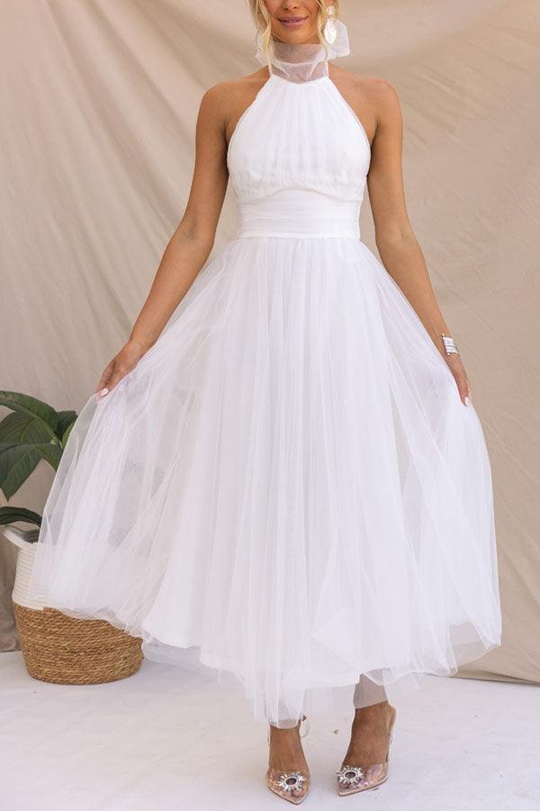 Vestido largo con cuello halter