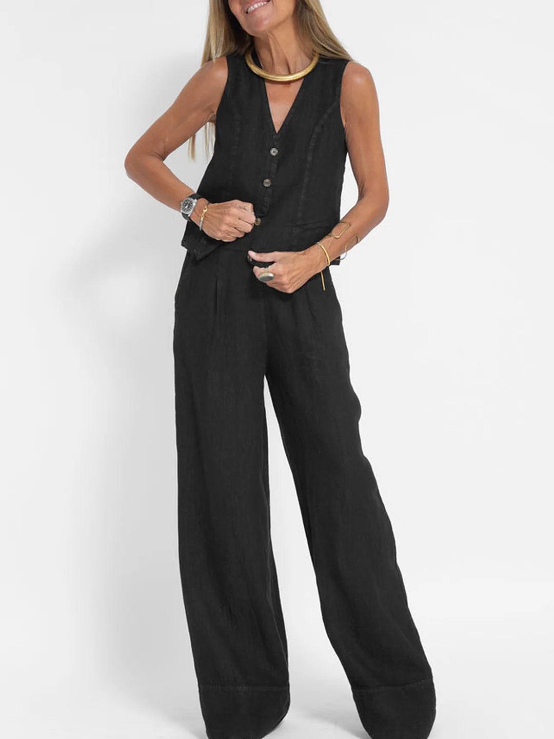 Conjunto de algodón con chaleco y pantalones