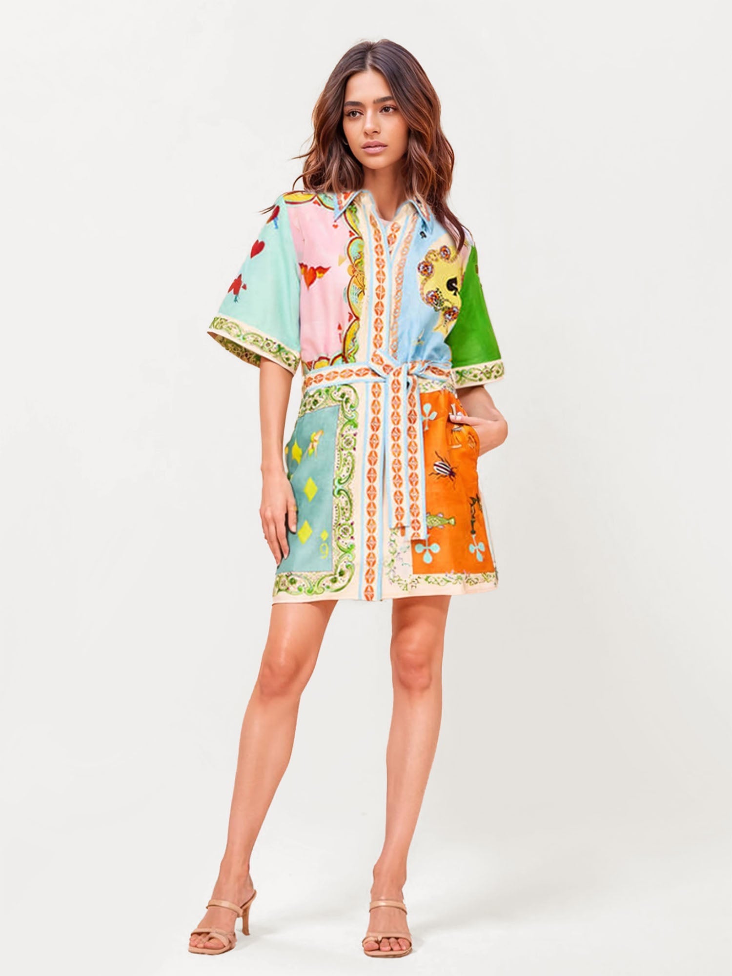 MINI VESTIDO CAMISERO ESTAMPADO