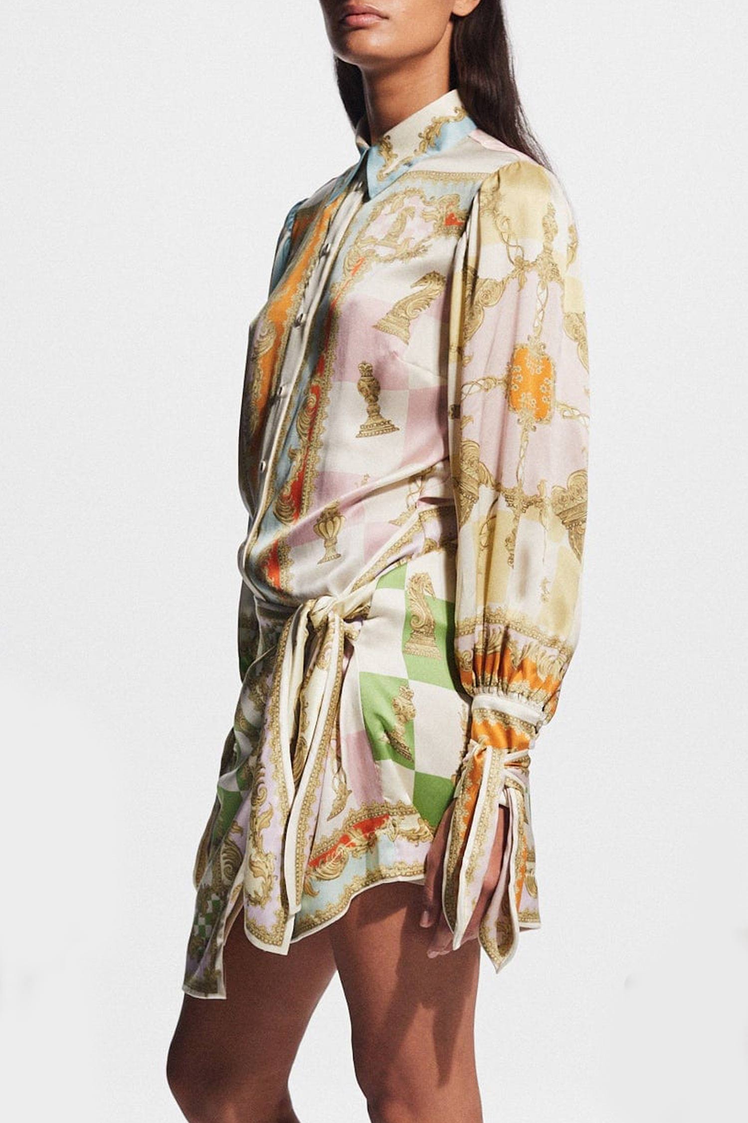 VESTIDO CAMISERO SATINADO ESTAMPADO