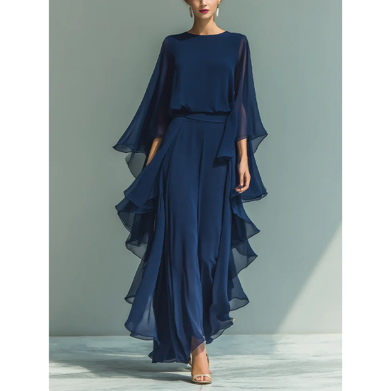 Aurora | Elegante vestido de gasa con volantes