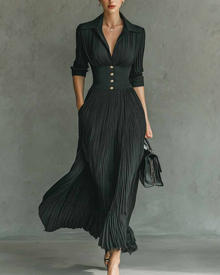 Vestido de cuello solapado