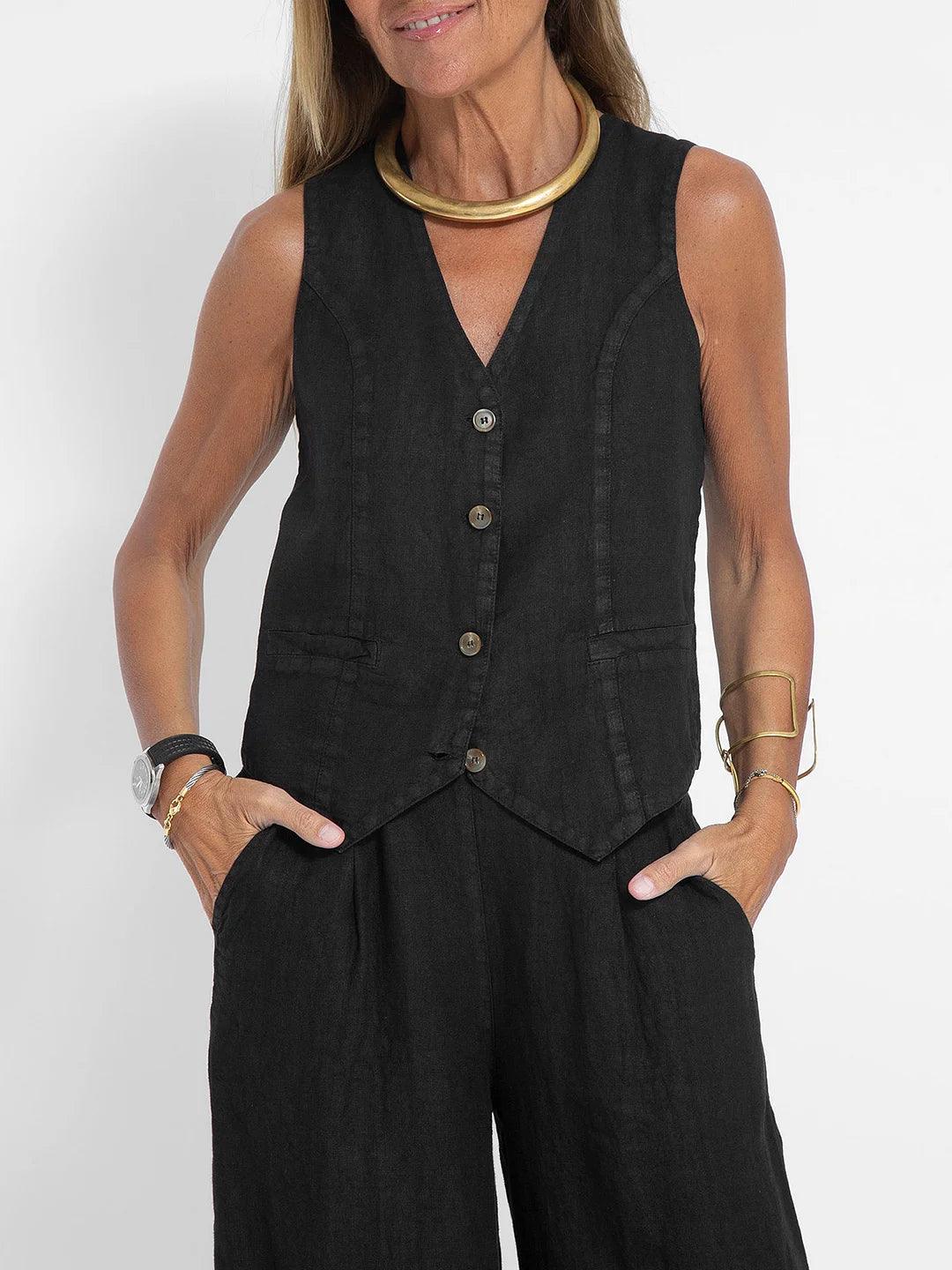 Conjunto de algodón con chaleco y pantalones