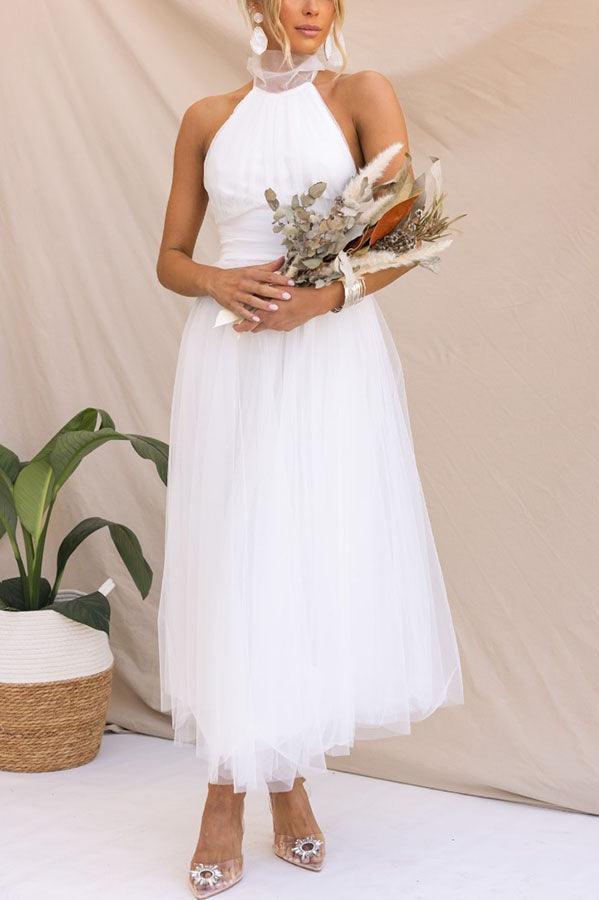 Vestido largo con cuello halter
