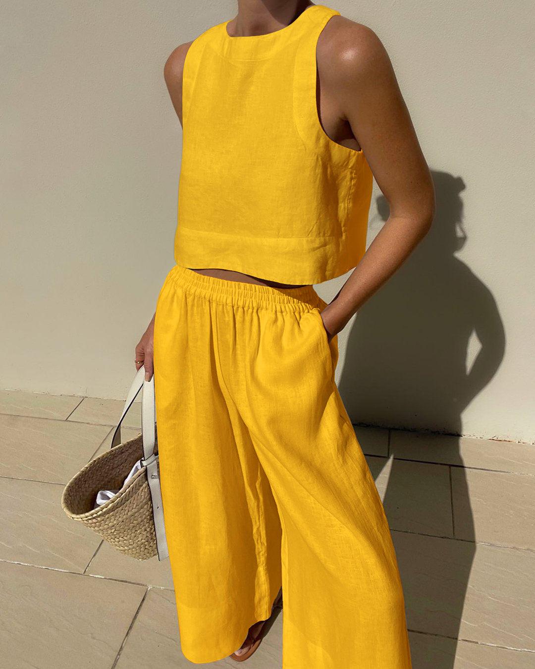 Conjunto sin mangas de color sólido