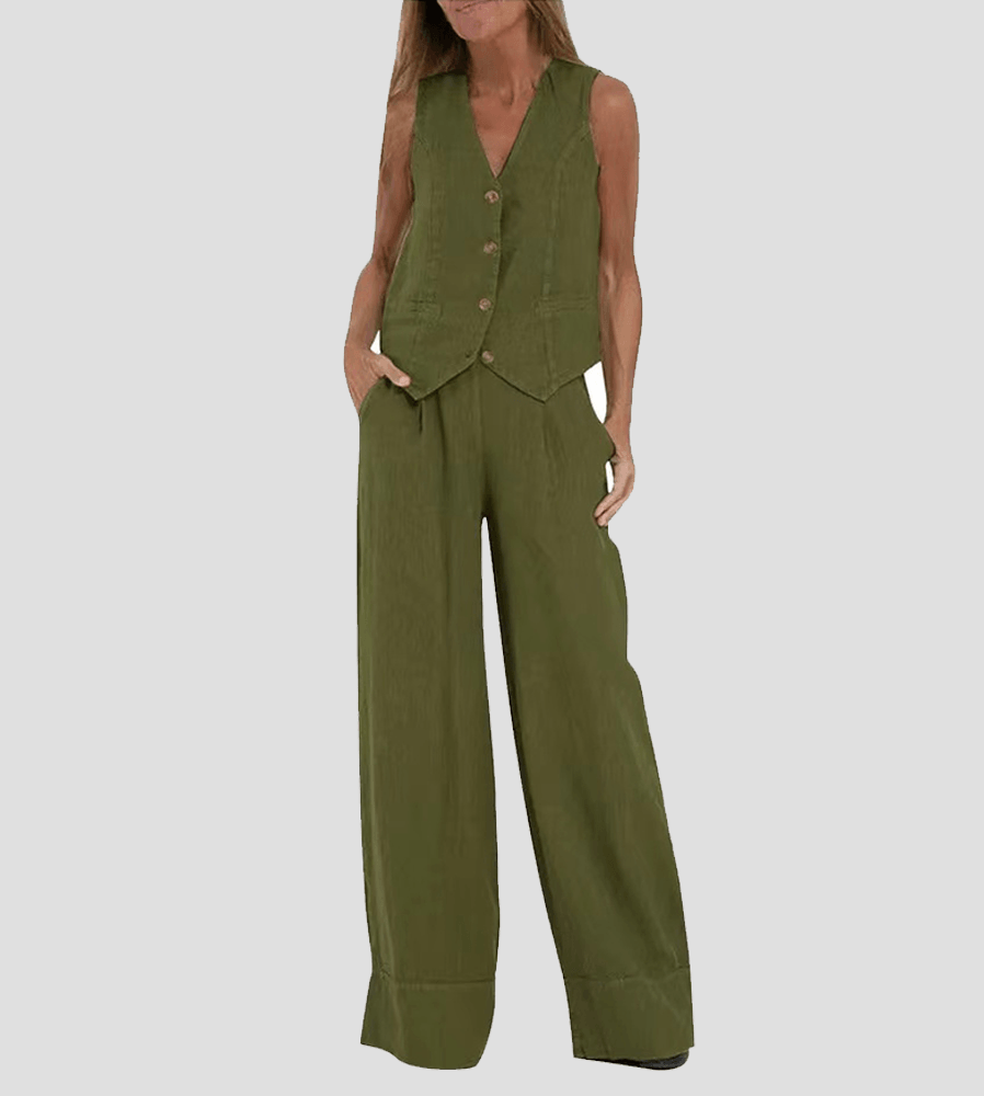 Conjunto de algodón con chaleco y pantalones