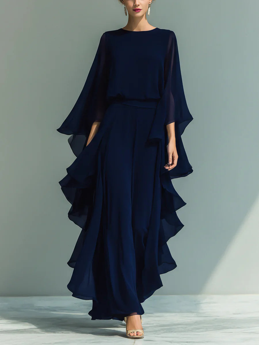 Aurora | Elegante vestido de gasa con volantes