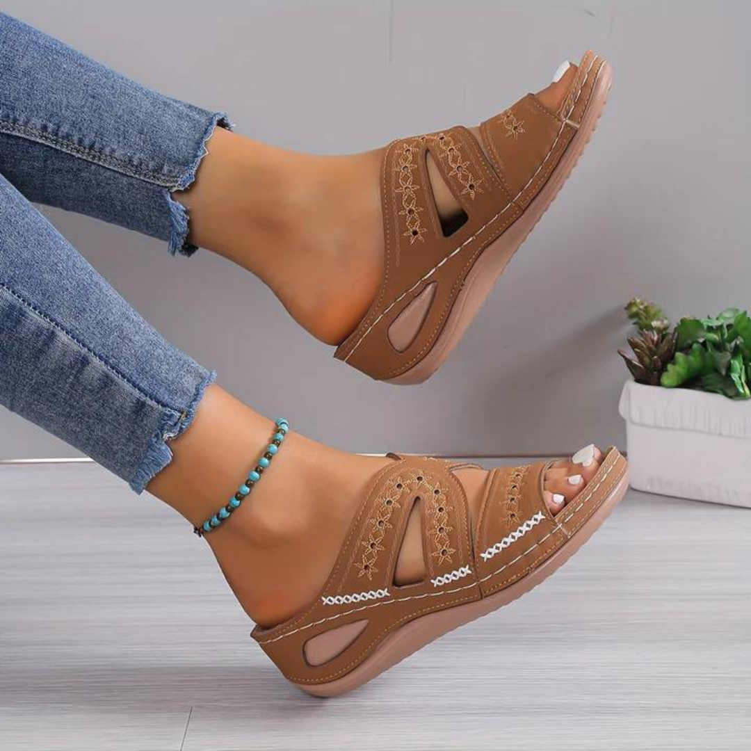 Amélie | Sandalias Ortopédicas Compensadas Abertas