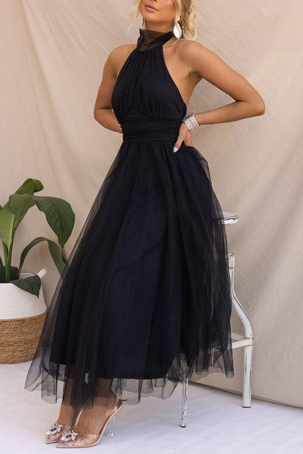 Vestido largo con cuello halter